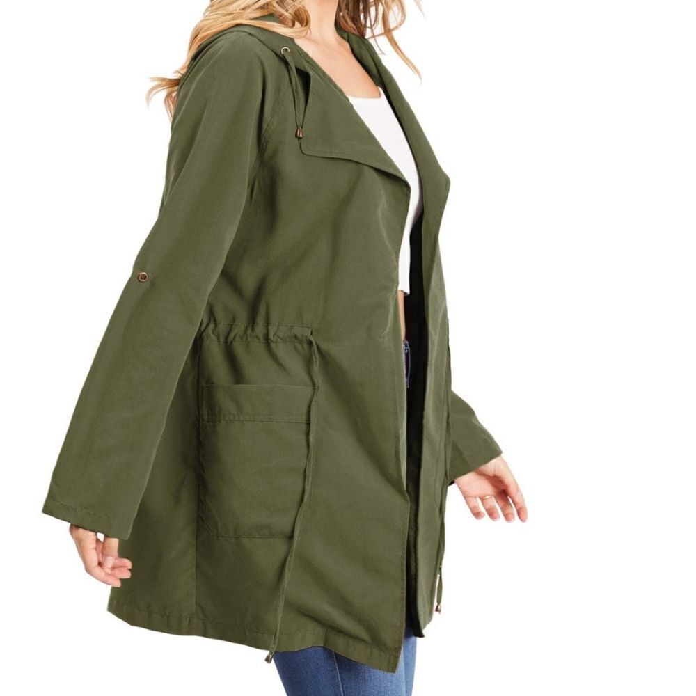 Love Tree Open Front Hooded Drawstring Waist Jacket - Picture 3 of 11